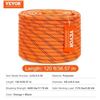 Image 2 : Brand New - Brand New VEVOR 3/8-Inch x 120FT Double-Braided Polyester Rope – Orange & Black