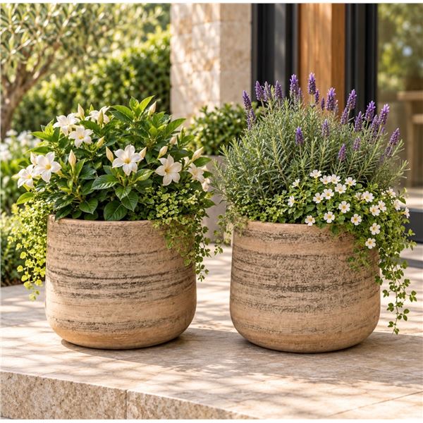 Brand New - Brand New TERRA Galestro 9” Planter Set – 2 Pack | Handmade in Italy