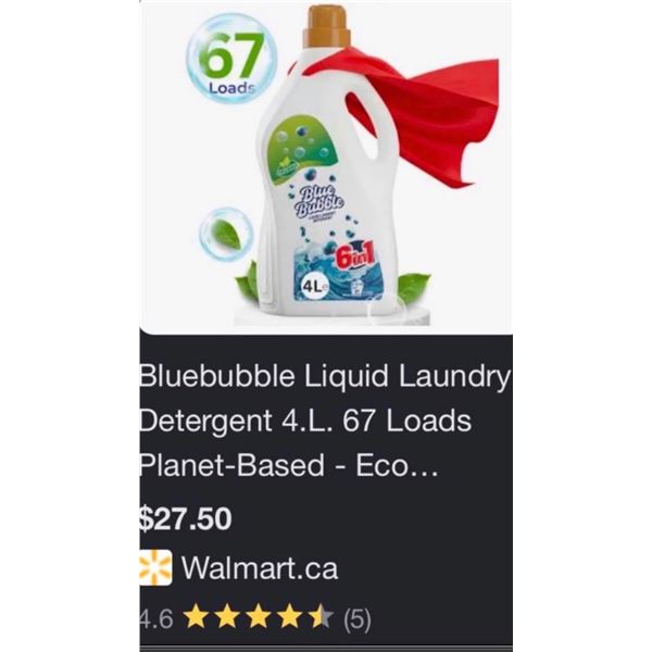 Brand New - Brand New BlueBubble 6-in-1 Liquid Laundry Detergent – 4L / 67 Loads 4L