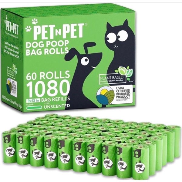 Brand New - Brand New PET N PET Poop Bags – 60 Rolls (1,080 Bags) – Unscented