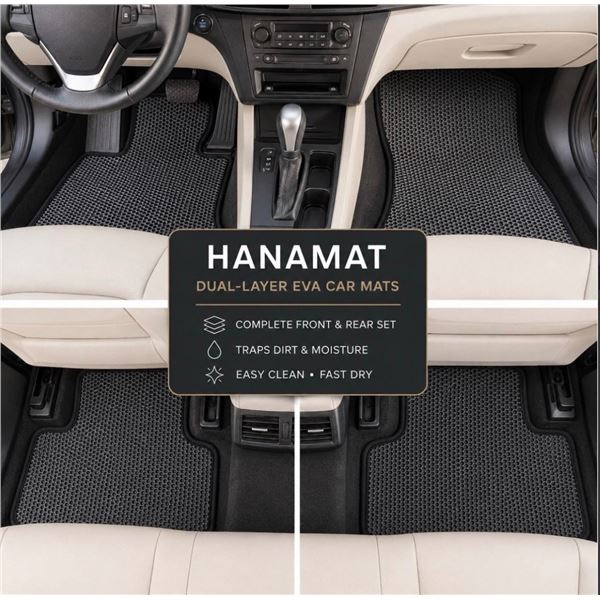 Brand New - Brand New HanaMat Dual-Layer EVA Car Mat Set for Mid-Size SUVs – Black