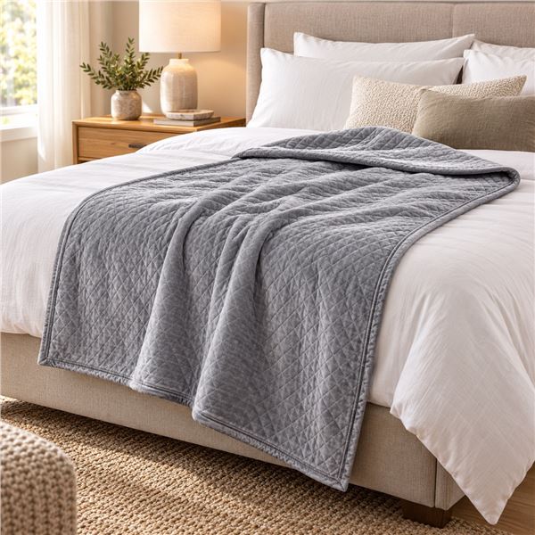 Brand New - Brand New Brand New - Blanquil Essentials Weighted Blanket W/Free Cover (Grey, 20 lb)