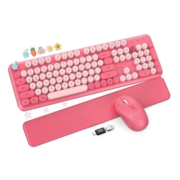 Brand New - Brand New Sablute Hot Pink Wireless Keyboard & Mouse Combo with Magnetic Wrist
