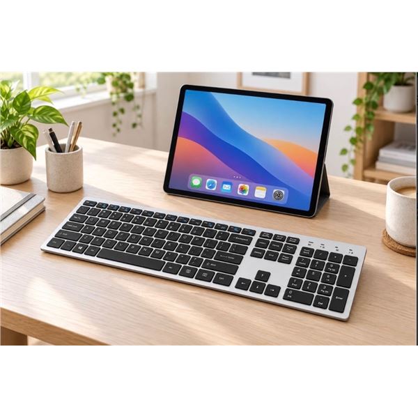 Brand New - Brand New Ultra-Slim Bluetooth 3.0 Wireless Keyboard – Silver, Full-Size with N