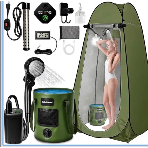 Brand New - Brand New Zappyway Portable Heated Camping Shower Kit with Privacy Tent