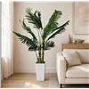 Image 1 : Brand New - Brand New 6FT Triple-Trunk Artificial Palm Tree with Tall White Planter