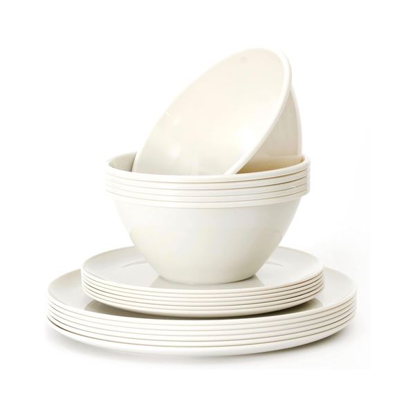 Brand New - Brand New Younggever 18-Piece Plastic Dinnerware Set – Cream
