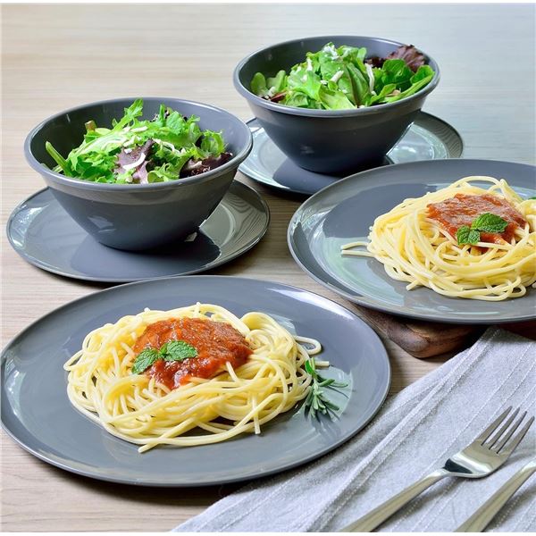Brand New - Brand New Younggever 18-Piece Plastic Dinnerware Set – Dark Gray