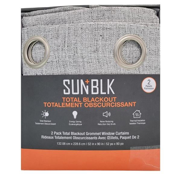 Customer returned looks new - SUN+BLK 2 Pack Total Blackout Grommet Window Curtains 52 x 90 in