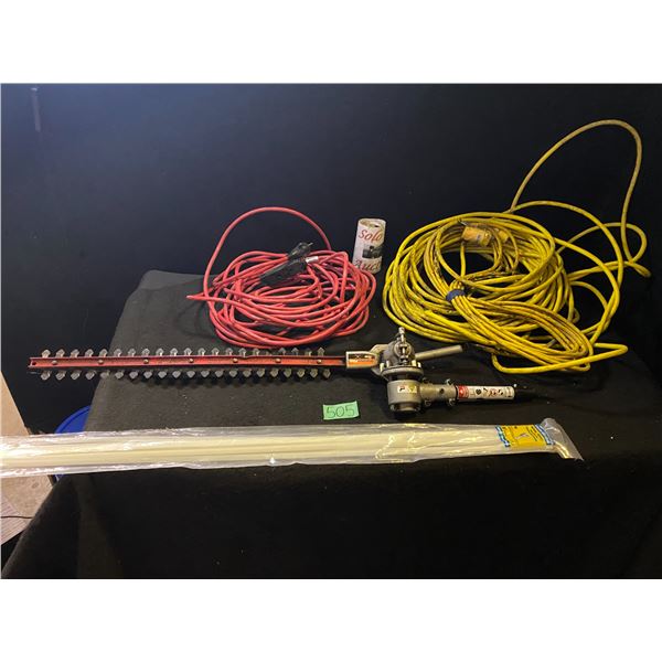 Articulating pole hedge trimmer, extension cords