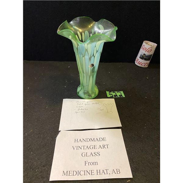 Green/Blue Fluted Top Vase