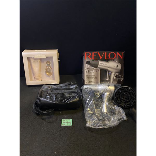 Revlon lightweight hair blower, Lovely by Jessica Parker perfume set