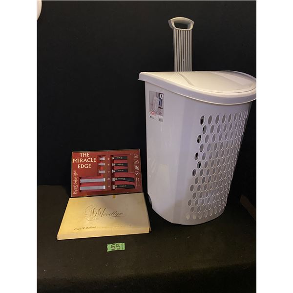 Laundry basket and kitchen knife set