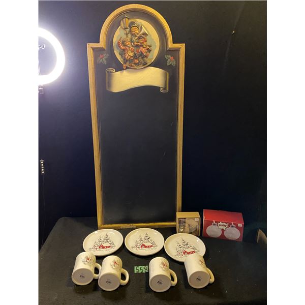 Christmas Chaulk board, expresso cups and more