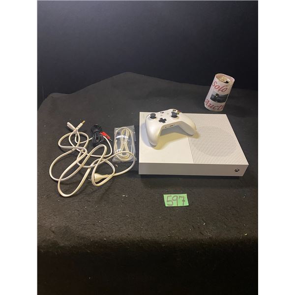 Xbox one home gaming console with cords and controller