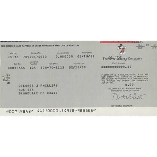 Author Delores Phillips personal check