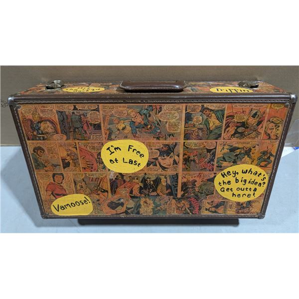 Comic Book Decoupage Hard Suitcase / Storage Case