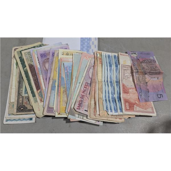 Assorted World Banknotes - Australia, Mexico, Brazil & More