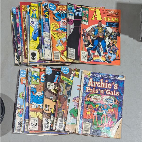 VTG Comic Book Lot - Archie, The A Team, Superman, Smurfs & More