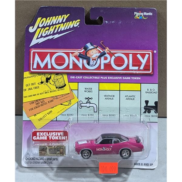 VTG Monopoly Johnny Lightning Diecast Car w/ Game Token