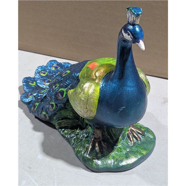Hand Painted Peacock Statue
