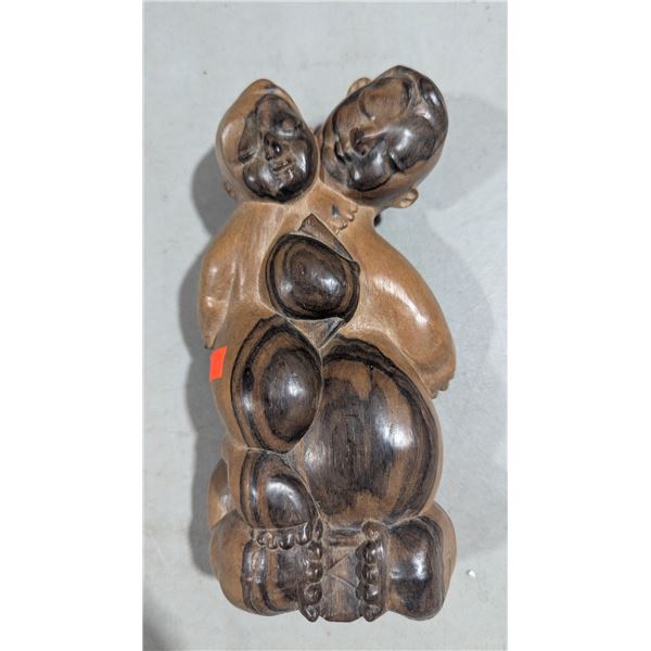Hand-Carved Wood Couple / Family Figural Sculpture