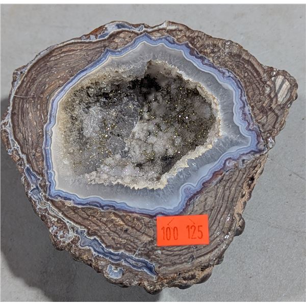 Agate Geode Specimen w/ Druzy Quartz & Metallic Mineral Inclusions
