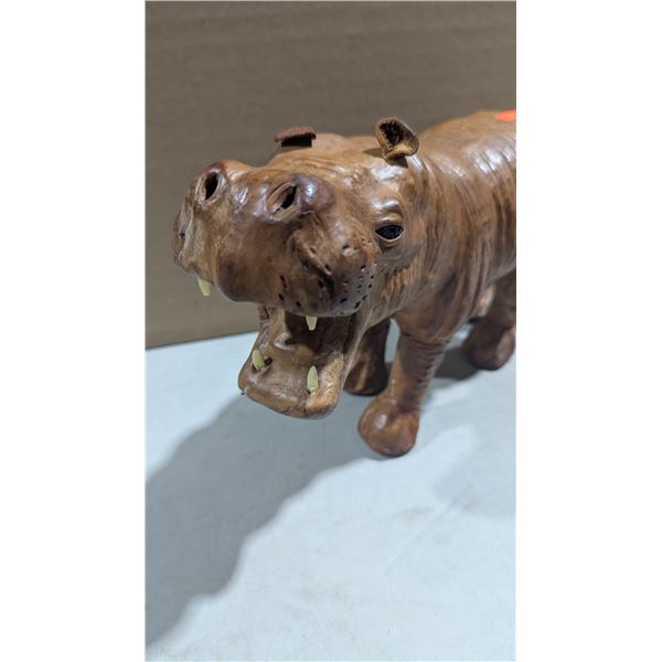 Hand Carved Wooden Hippopotamus Figure