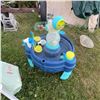 Image 2 : White Plastic High Chair and Blue Water Activity Table Set