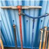 Image 1 : Vintage Manual Post Hole Diggers and Garden Cultivator, Metal and Wood