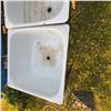Image 3 : Double Basin Enameled Steel Utility Sink on Metal Stand