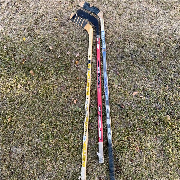 3 Hockey Sticks: Easton, Bauer, Titan Wood and Composite