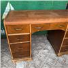 Image 6 : Wooden Desk with Nine Drawers, Brass Handles, 45" Wide x 21" Deep x 29" High