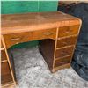 Image 7 : Wooden Desk with Nine Drawers, Brass Handles, 45" Wide x 21" Deep x 29" High