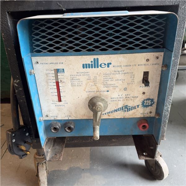 Miller Thunderbolt 225 AC Arc Welder with Leads and Welding Helmet