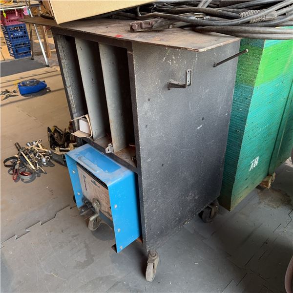 Industrial Cart With Wheels and Metal Storage Cabinet