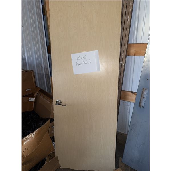Fire Rated Wooden Door with Handle, 36" x 80"