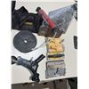 Image 1 : Lot with DeWalt Tool Bag, Cast Iron Weights, Hand Trowels, Caulking Gun