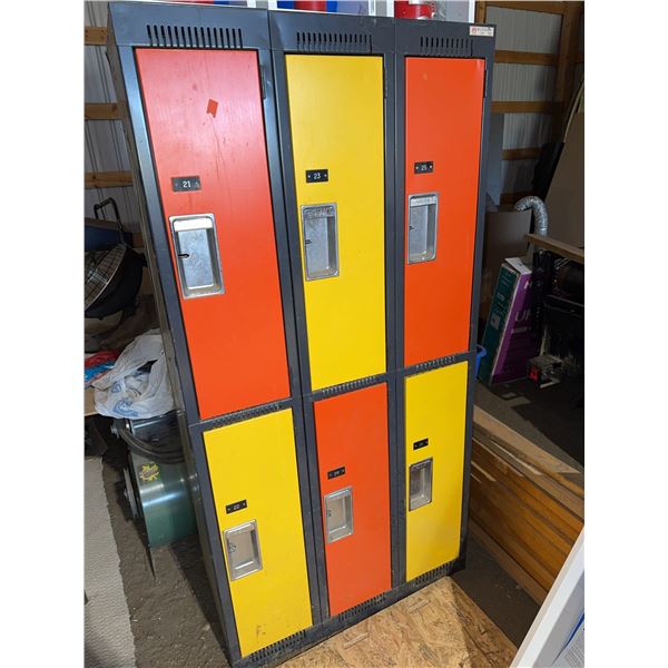 Waymarc 6-Door Metal Locker Unit, Red and Yellow Doors, 36"W x 18"D x 72"H