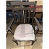 Image 1 : Wooden Armchair With Slatted Back and White Fabric Cushion