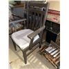 Image 2 : Wooden Armchair With Slatted Back and White Fabric Cushion