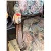 Image 3 : Floral Upholstered Carved Wooden Armchair with Nailhead Trim