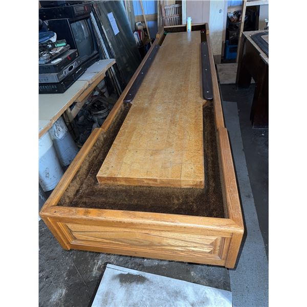 Wood Shuffleboard Table With Pucks, 28.5" x 140.5"