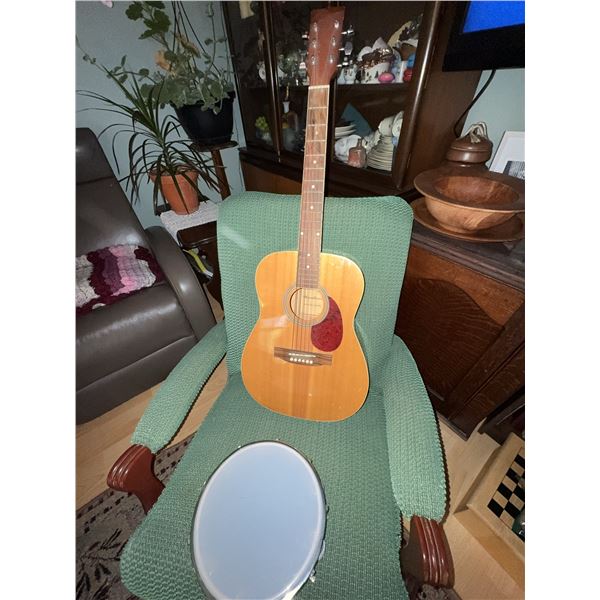 Spectrum Acoustic Guitar Model OPL50D and Tambourine Percussion Instrument