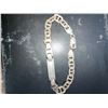 Image 1 : 925 Italy Stamped Silver Bracelet with Rectangular Plate and Unique Chain Links, 22.4g