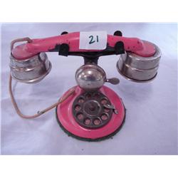 Pink Steel Toy Rotary Dial Phone