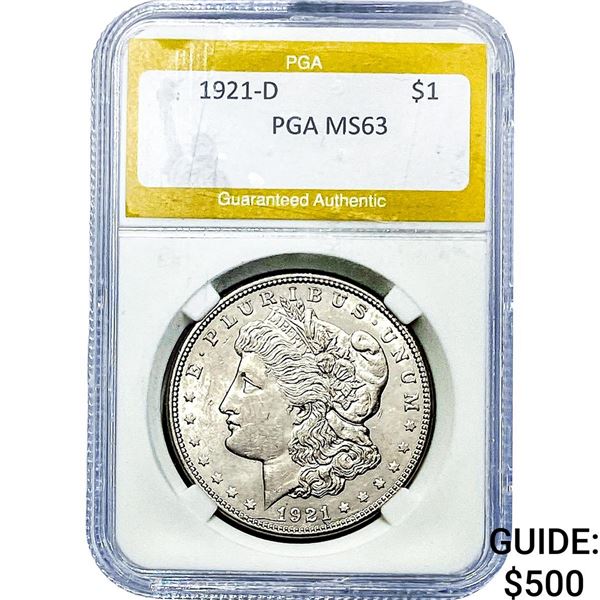 1921-D Morgan Silver Dollar PGA MS63