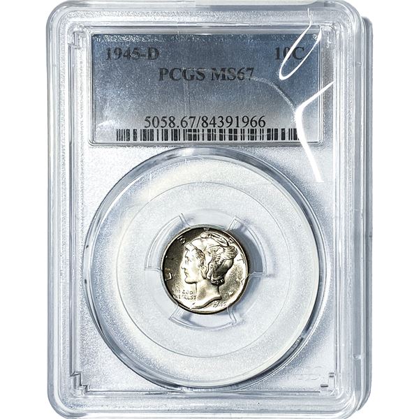 1945-D Mercury Silver Dime PCGS MS67
