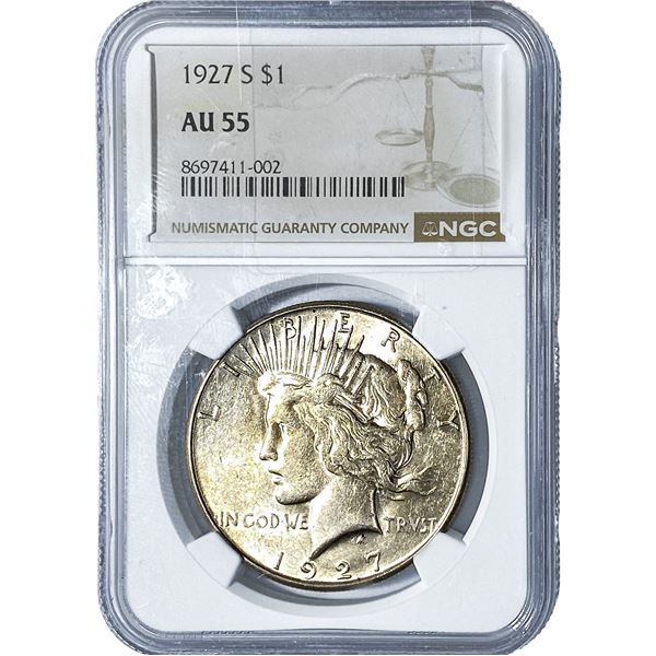 1927-S Silver Peace Dollar NGC AU55