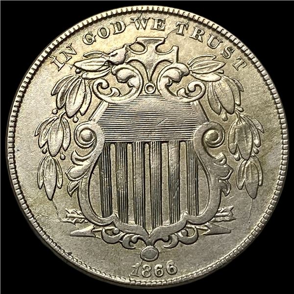 1866 Rays Shield Nickel CHOICE AU